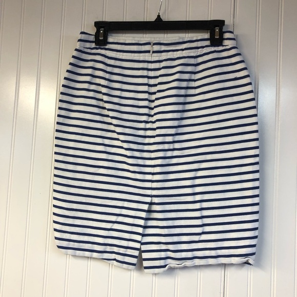 J Crew ‘The Pencil Skirt’ Navy and White Striped Skirt Size 4 Back Zip - Picture 3 of 4